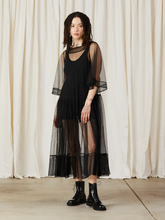 Load image into Gallery viewer, Side Ruffle Mesh Dress in Black
