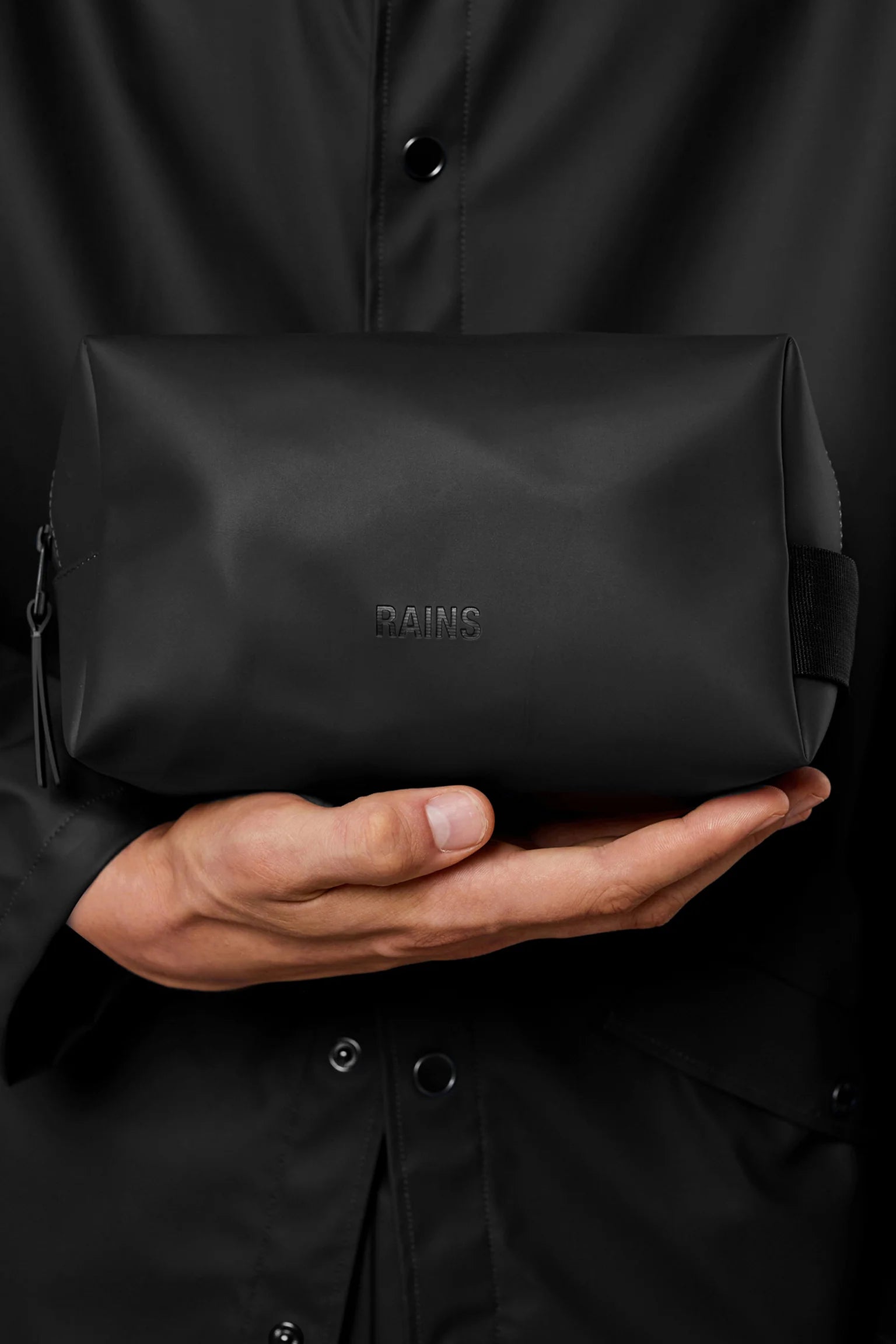 black rains bag Puffed Backpack Mini Crafted from soft thermoplastic polyurethane (TPU) and fabric Wash Bag Small Black Rains