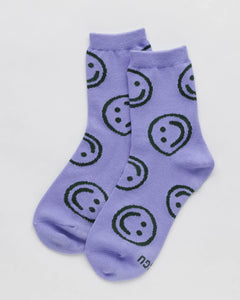 Lavender Happy Crew Socks
