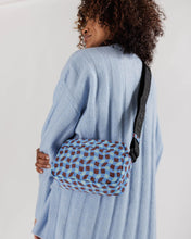 Load image into Gallery viewer, Blue Wavy Gingham Camera Crossbody
