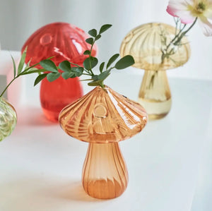 Brown Glass Mushroom Bud Vase