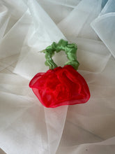 Load image into Gallery viewer, Rosette Scrunchie in Red Organza
