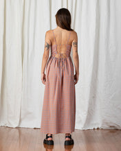 Load image into Gallery viewer, Tie Back Maxi Dress in Coral Plaid
