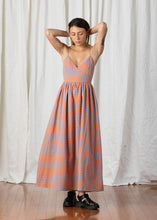 Load image into Gallery viewer, Tie Back Maxi Dress in Coral Plaid
