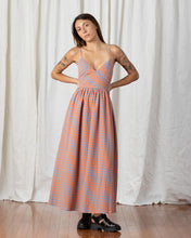 Load image into Gallery viewer, Tie Back Maxi Dress in Coral Plaid
