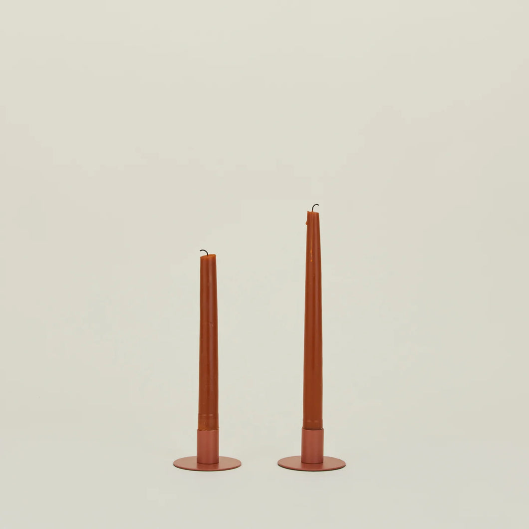 Essential Metal Candle Holders in Terracotta