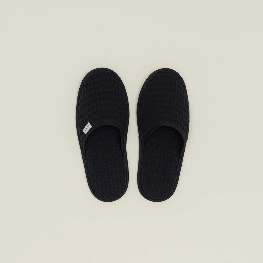 Black Simple Waffle Slippers