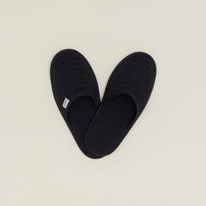 Black Simple Waffle Slippers