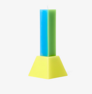 Blue Green Happiness Pillar Candle