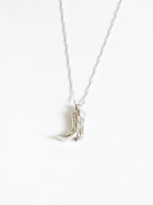 Cowboy Boot Charm Necklace in Silver