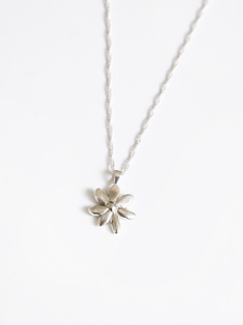 Flower Charm Necklace in Silver