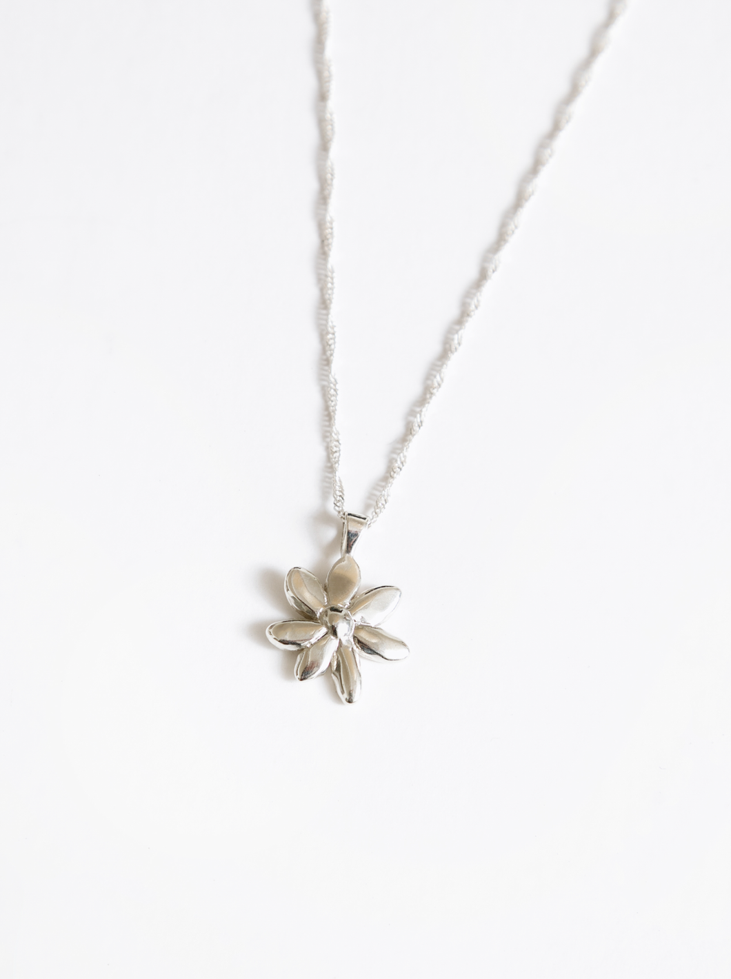 Flower Charm Necklace in Silver