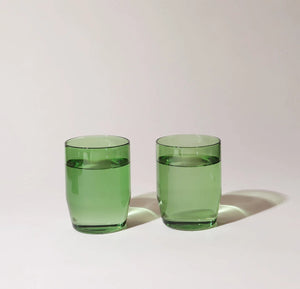 Set of Two Green 12oz Century Glasses