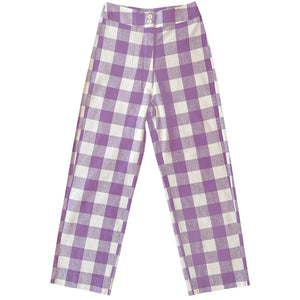 Silk Fly Front Pants in Lilac and Bone