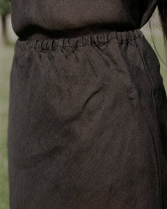 Black Dydine Linen Skirt